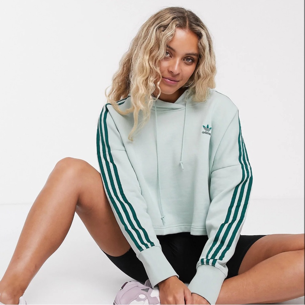 Adidas Originals Adicolor Cropped Hoodie in Mint Green